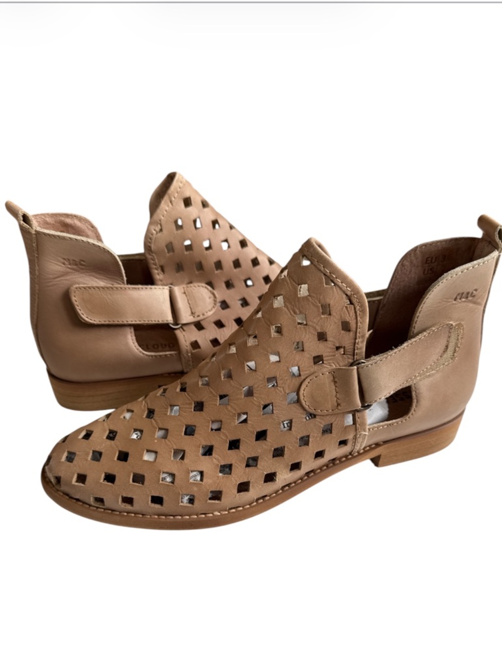 Musse & Cloud - Caila Leather Perforated Festival Ankle Booties Size 38 US 7